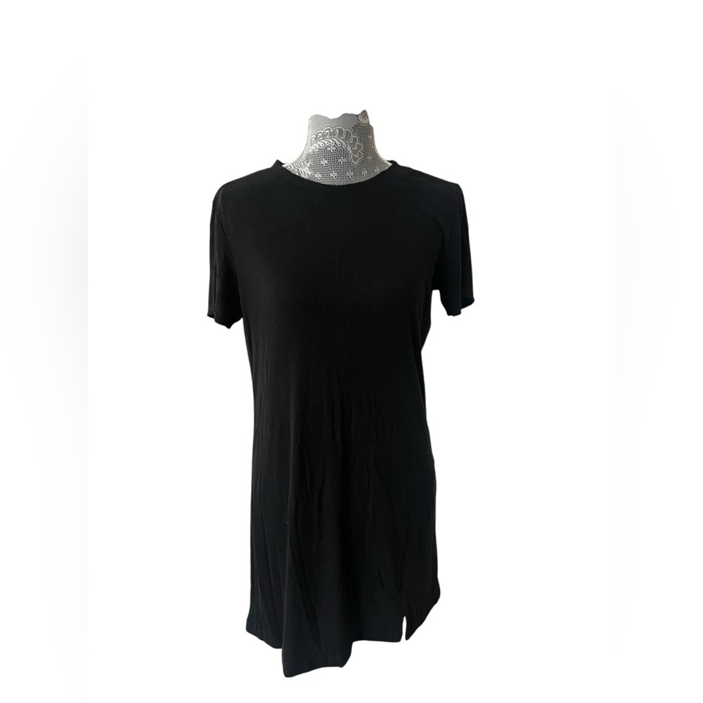 BP Black Short Sleeve Ribbed Midi Dress Size Large